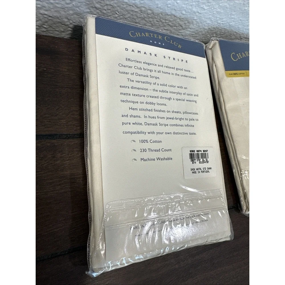 NWT VGT Charter Club Damask Collection 2 shams Size Standard 100% Cotton